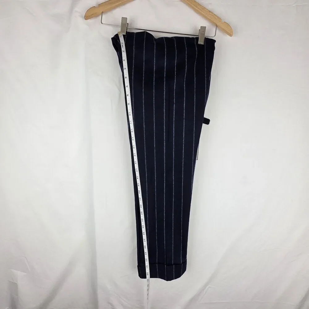Cremieux Bowery Modern Fit Dress Pants Size 32 All Wool Navy Pinstripe Old Money